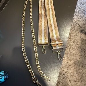 Pom Pom London Gold Chain and Guitar Strap Set for purses